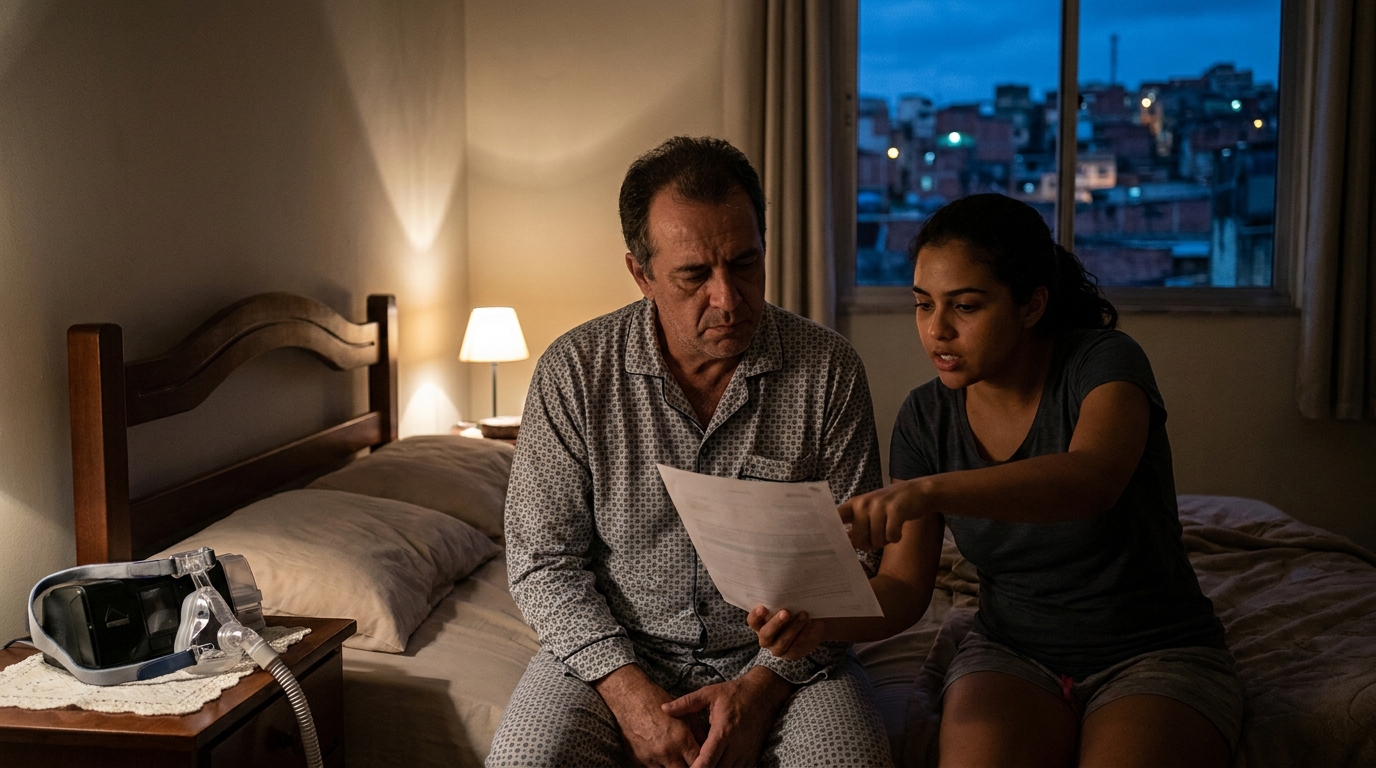 Dr. Oliveira, advogado criminal renomado, em escritório moderno e luxuoso com fundo azul gradiente - Acorda no Meio da Noite? Seus Direitos na Cobertura de Tratamentos para Distúrbios do Sono