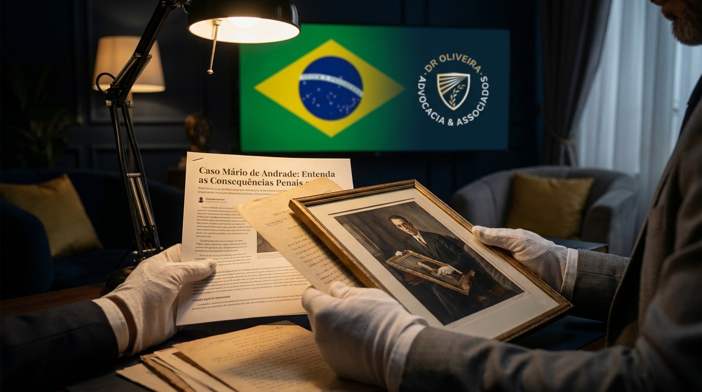 Juiz em tribunal analisando provas documentais com a bandeira do Brasil ao fundo, simbolizando a justiça estatal