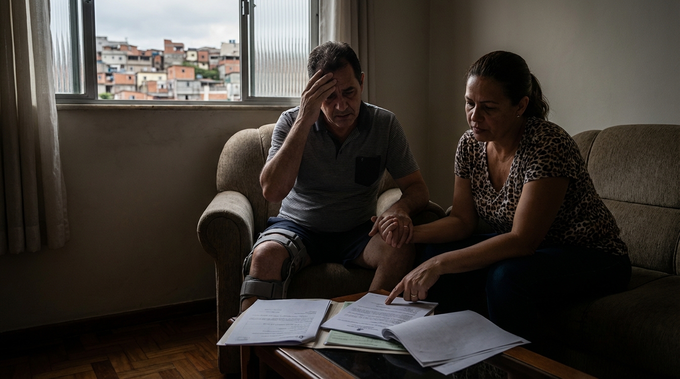 Dr. Oliveira, advogado criminal renomado, em escritório moderno e luxuoso com fundo azul gradiente - Do Auxílio-Doença à Aposentadoria: O Papel do Laudo Médico e a Proteção do Seu Plano de Saúde