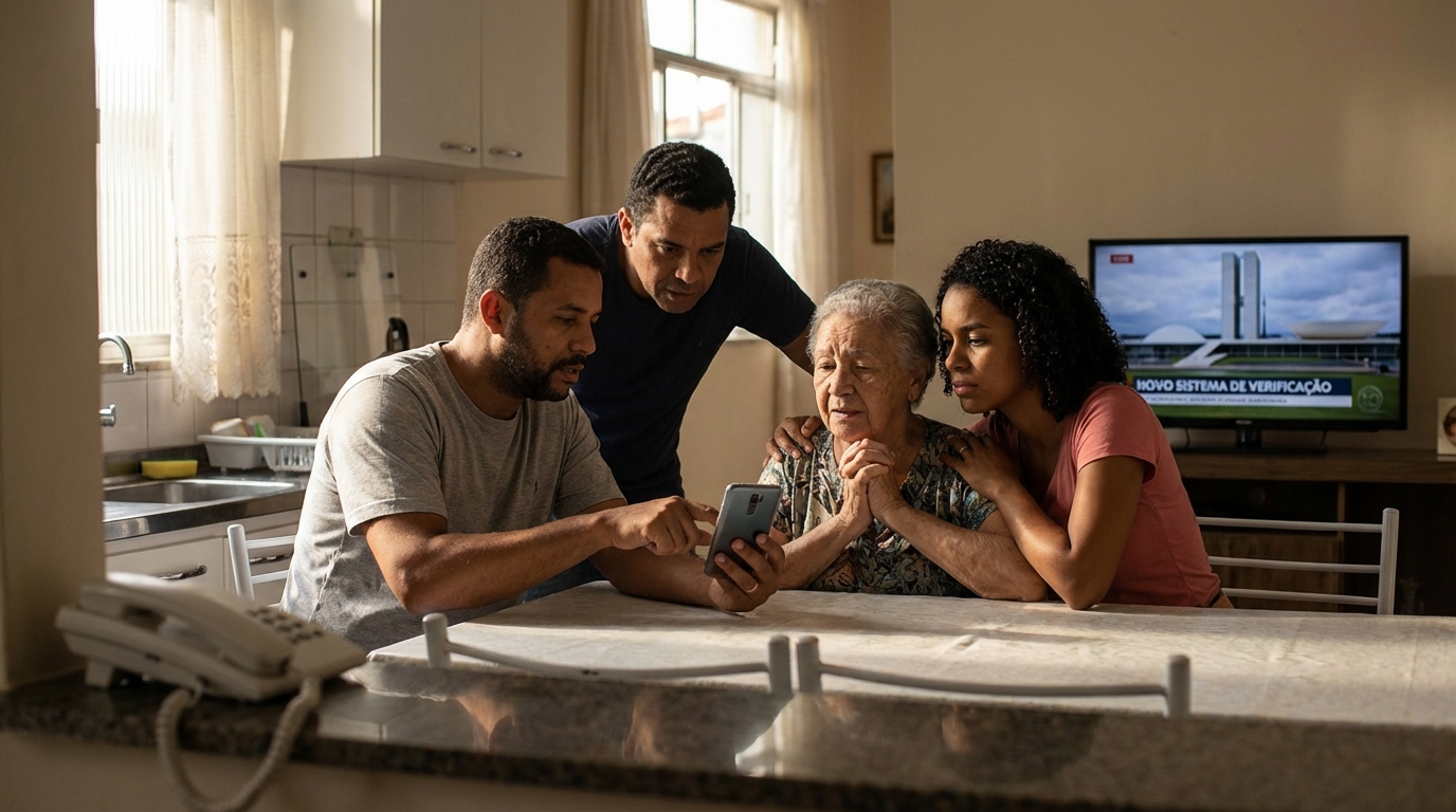 Dr. Oliveira, advogado criminal renomado, em escritório moderno e luxuoso com fundo azul gradiente - Fim do Golpe do Telefone? O Novo Sistema do Governo e Seus Direitos em Casos de Fraude