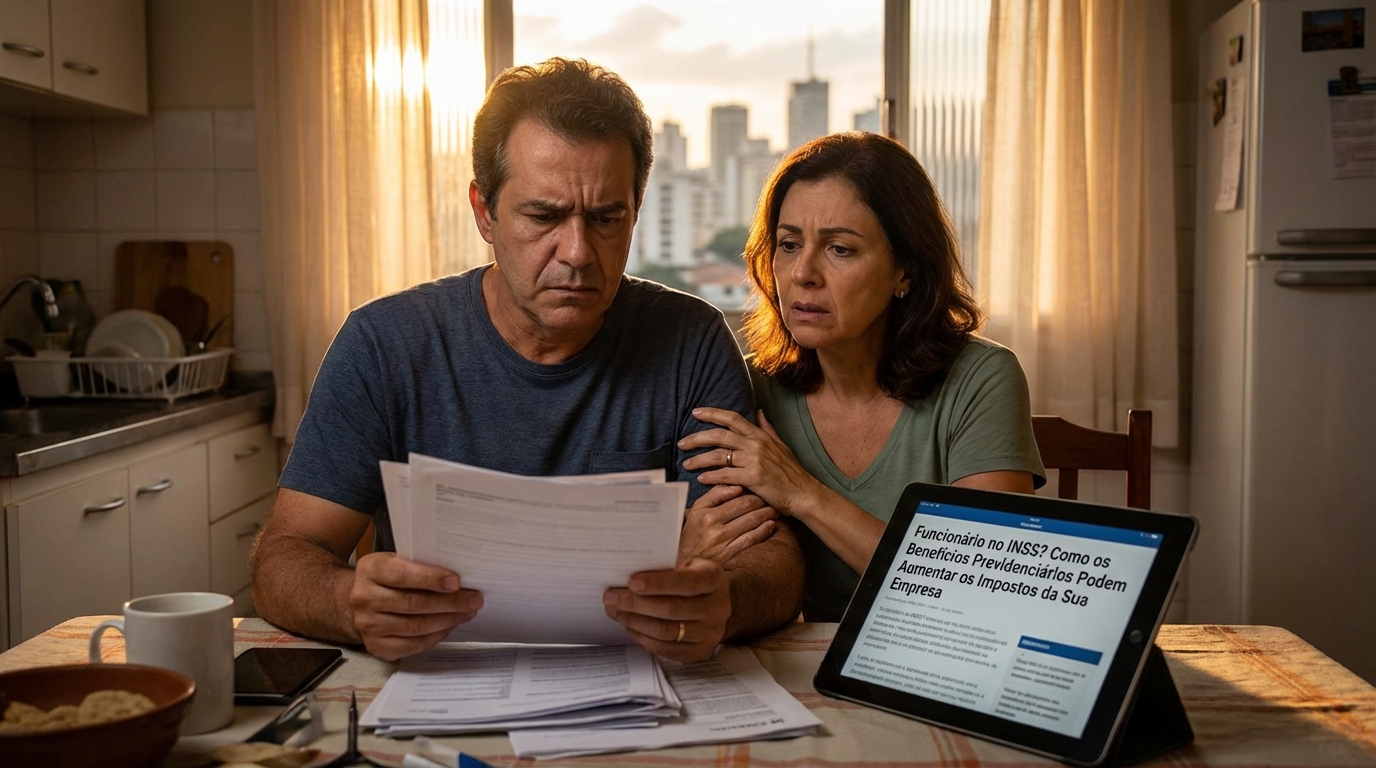 Dr. Oliveira, advogado criminal renomado, em escritório moderno e luxuoso com fundo azul gradiente - Funcionário no INSS? Como os Benefícios Previdenciários Podem Aumentar os Impostos da Sua Empresa