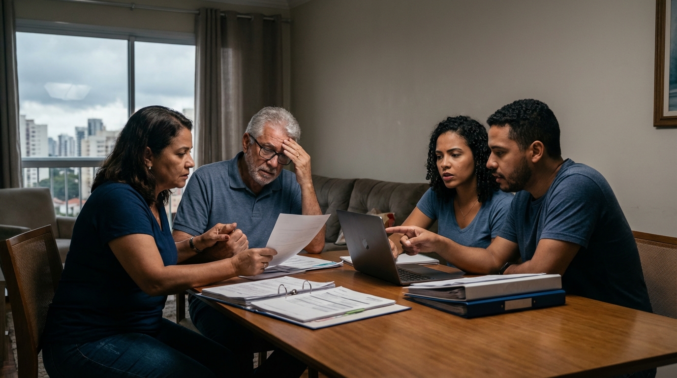 Dr. Oliveira, advogado criminal renomado, em escritório moderno e luxuoso com fundo azul gradiente - Holding Familiar: Como Proteger Seu Patrimônio e Reduzir Impostos Dentro da Lei