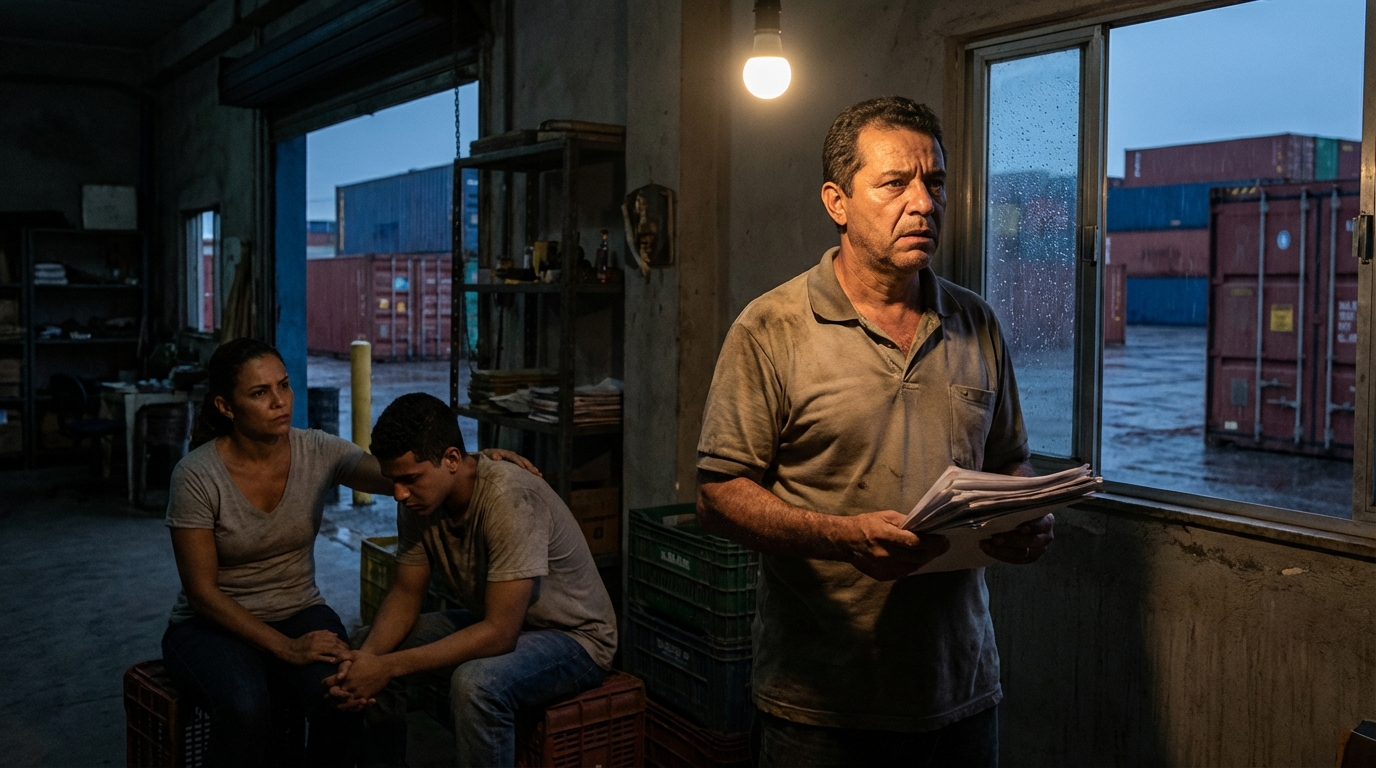 Dr. Oliveira, advogado criminal renomado, em escritório moderno e luxuoso com fundo azul gradiente - Justiça Suspende Imposto sobre Exportação: Como Proteger sua Empresa de Novas Cobranças Fiscais