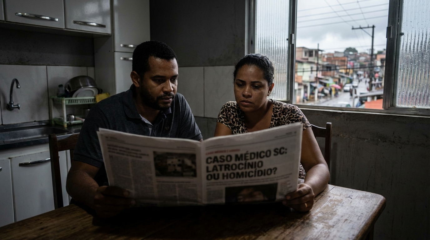 Dr. Oliveira, advogado criminal renomado, em escritório moderno e luxuoso com fundo azul gradiente - Latrocínio ou Homicídio? Entenda a Tipificação e as Penas no Caso do Médico em SC