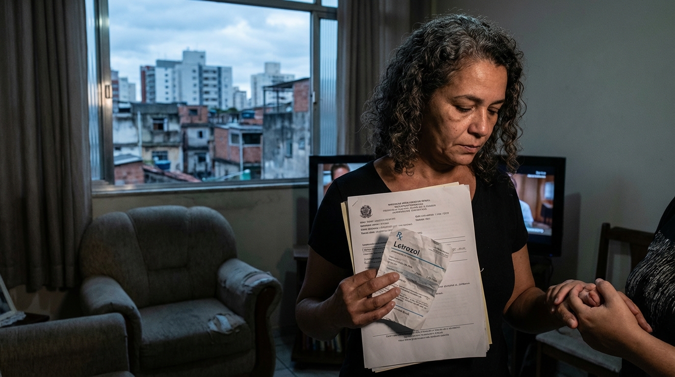 Dr. Oliveira, advogado criminal renomado, em escritório moderno e luxuoso com fundo azul gradiente - Letrozol para Câncer de Mama: Como Reverter a Negativa do Plano de Saúde