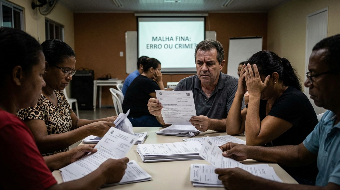 Dr. Oliveira, advogado criminal renomado, em escritório moderno e luxuoso com fundo azul gradiente - Malha Fina do Imposto de Renda: Quando um Erro Vira Crime de Sonegação Fiscal?