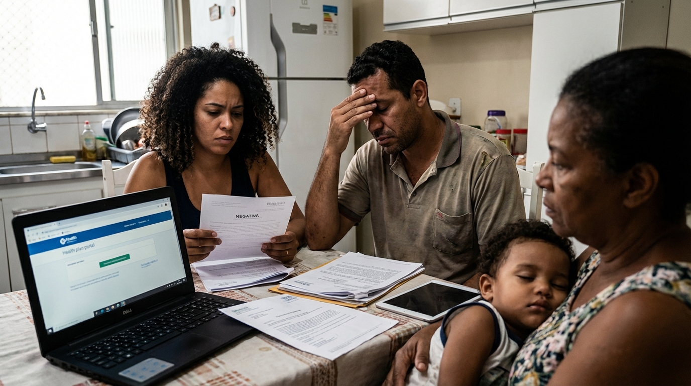 Dr. Oliveira, advogado especialista em saúde renomado, em escritório moderno e luxuoso com fundo azul gradiente - Negativa de Portabilidade de Plano de Saúde: Como Mudar da Autogestão para o Privado Sem Carência