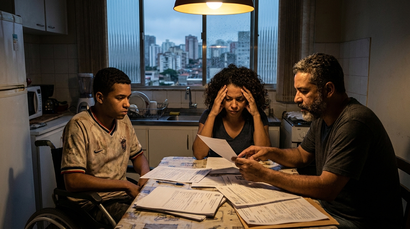 Dr. Oliveira, renomado advogado especialista em direito educacional, em escritório moderno e luxuoso com fundo azul gradiente - O Efeito Gabrielzinho: Direitos do Estudante-Atleta e Cotas PcD nas Universidades