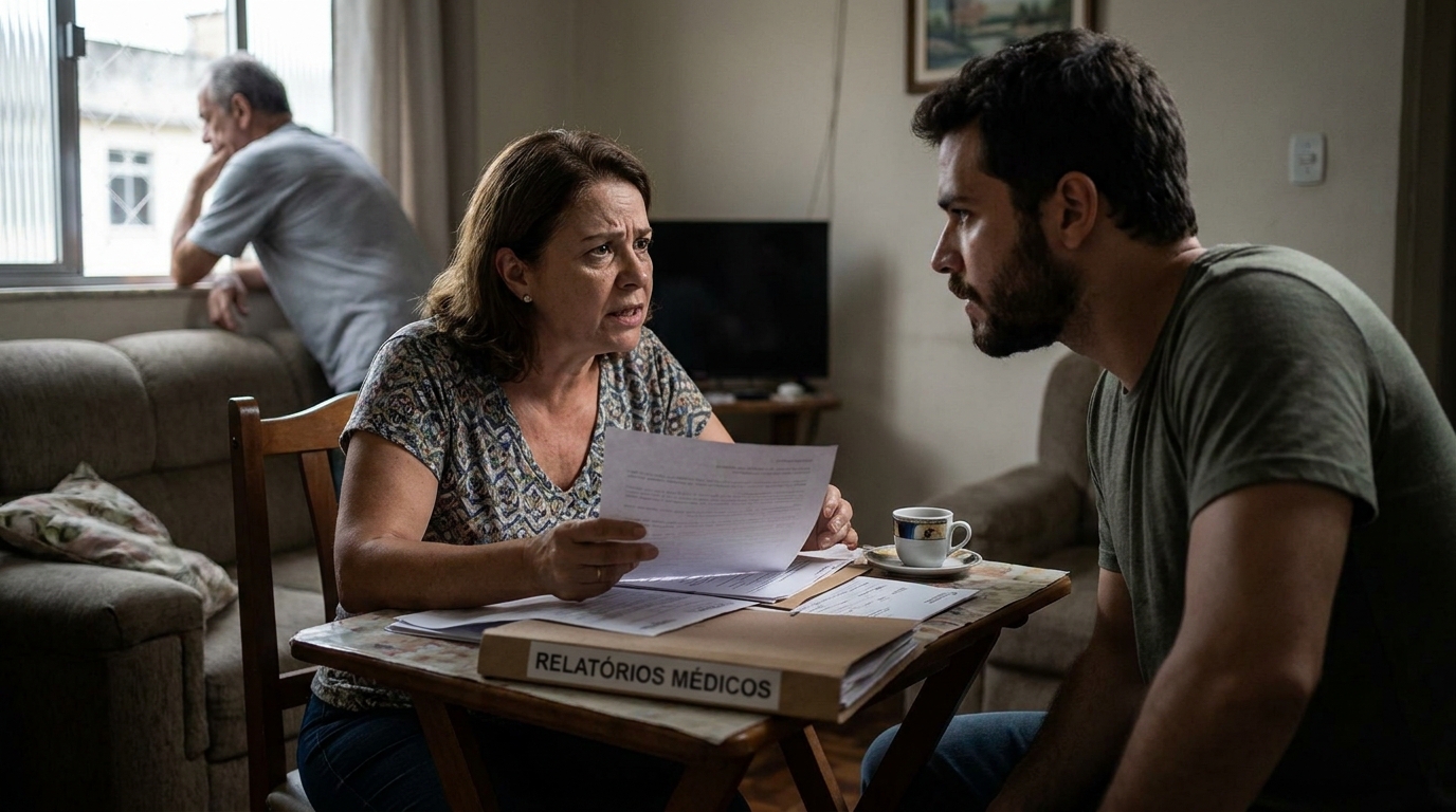 Dr. Oliveira, advogado criminal renomado, em escritório moderno e luxuoso com fundo azul gradiente - O Médico Pode Recusar o CID no Atestado? Guia Completo Sobre Laudos e Seus Direitos