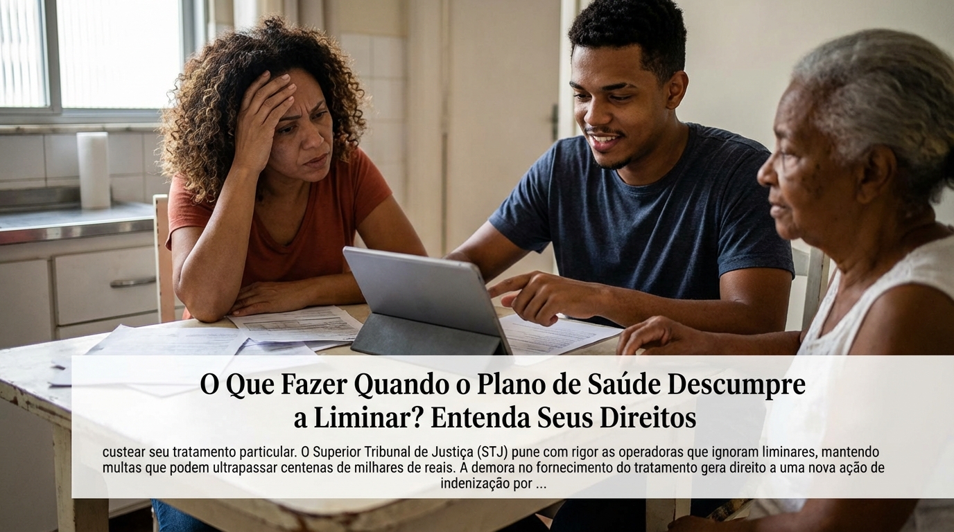 Dr. Oliveira, renomado advogado especialista em Direito da Saúde, em escritório moderno e luxuoso com fundo azul gradiente - O Que Fazer Quando o Plano de Saúde Descumpre a Liminar? Entenda Seus Direitos