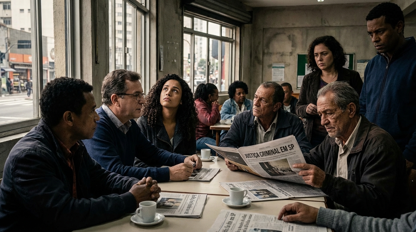 Dr. Oliveira, advogado criminal renomado, em escritório moderno e luxuoso com fundo azul gradiente - Reeleição no MPSP: O que a permanência de Paulo Sérgio Costa significa para a Justiça Criminal em SP?