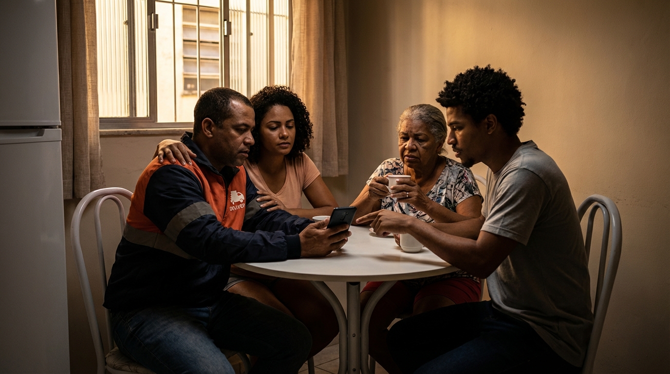 Dr. Oliveira, advogado criminal renomado, em escritório moderno e luxuoso com fundo azul gradiente - Regulamentação de Apps Adiada: O Impacto Tributário e Societário que sua Empresa Precisa Antecipar